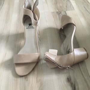 Beige block heels